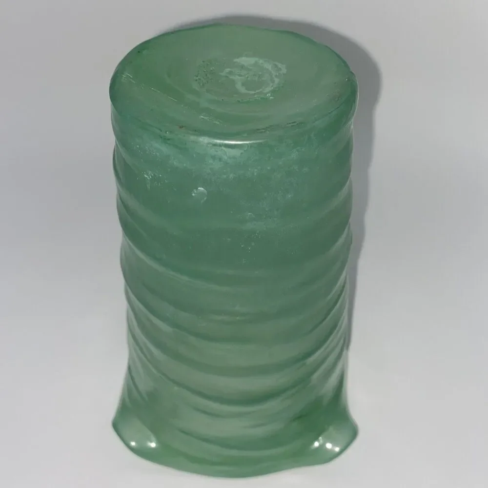 Glass Vase Handblown Transparent Sea Green Fluted  For Flowers/Decor Use